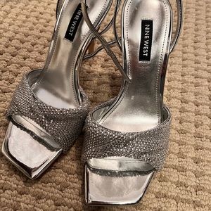 Nine West silver heels